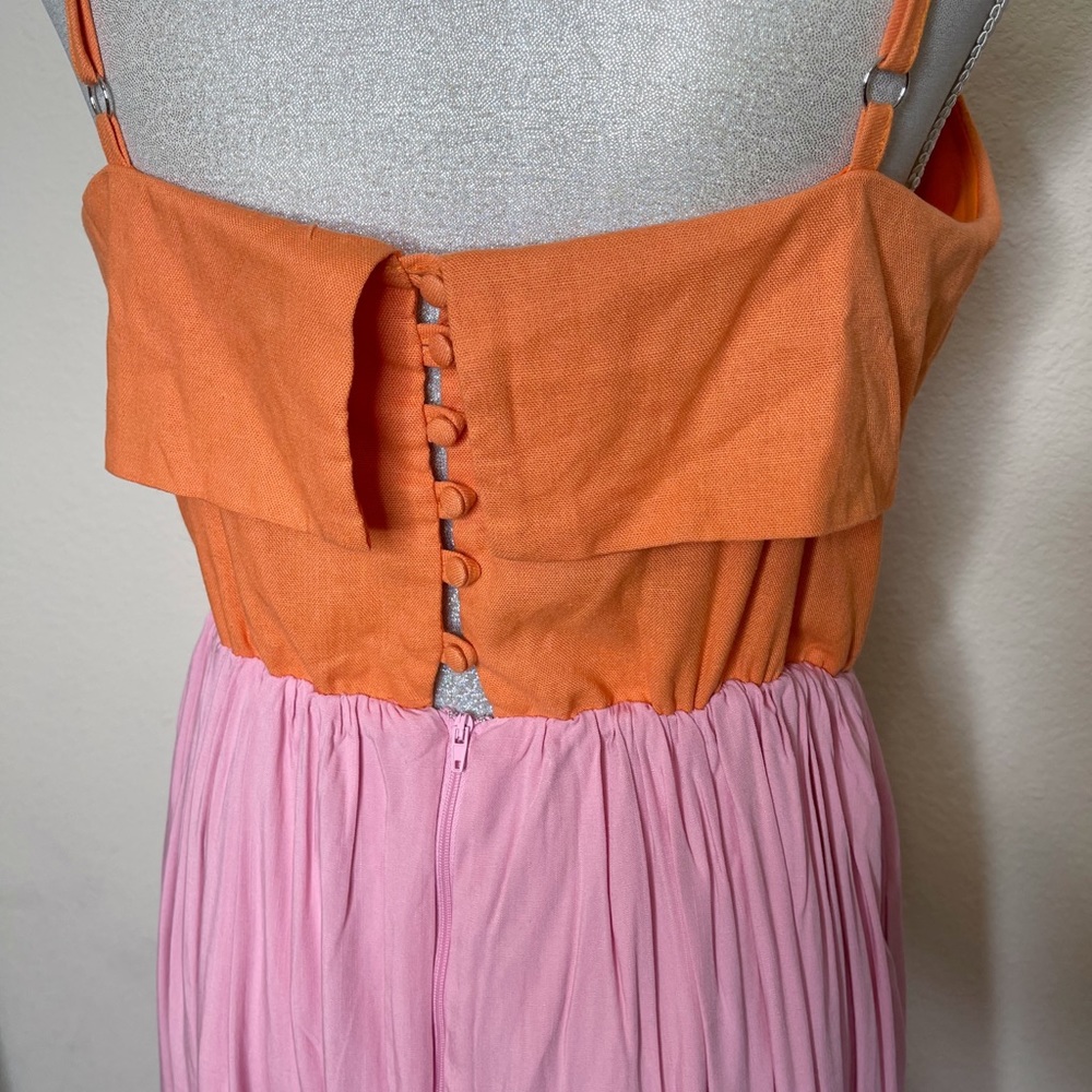 NWT Kiki + Mason Colorblock Ruffle Top Linen Blend Maxi Dress Large - Picture 6 of 10